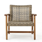 Ensemble de 5 fauteuils de club et d'un foyer d'extérieur en bois et osier Augusta par Christopher Knight Home