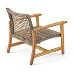 Ensemble de 5 fauteuils de club et d'un foyer d'extérieur en bois et osier Augusta par Christopher Knight Home