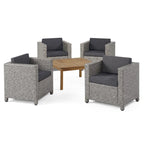 Ensemble de sièges d'extérieur 5 pièces en osier Puerta avec coussins par Christopher Knight Home