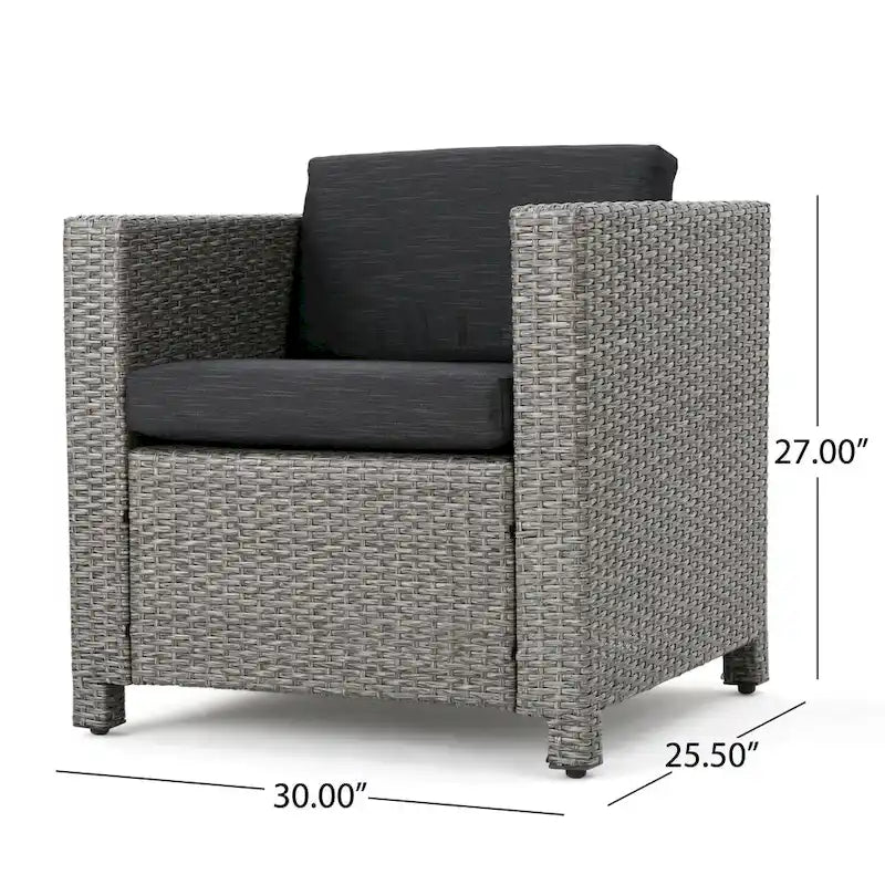 Ensemble de sièges d'extérieur 5 pièces en osier Puerta avec coussins par Christopher Knight Home