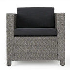 Ensemble de sièges d'extérieur 5 pièces en osier Puerta avec coussins par Christopher Knight Home