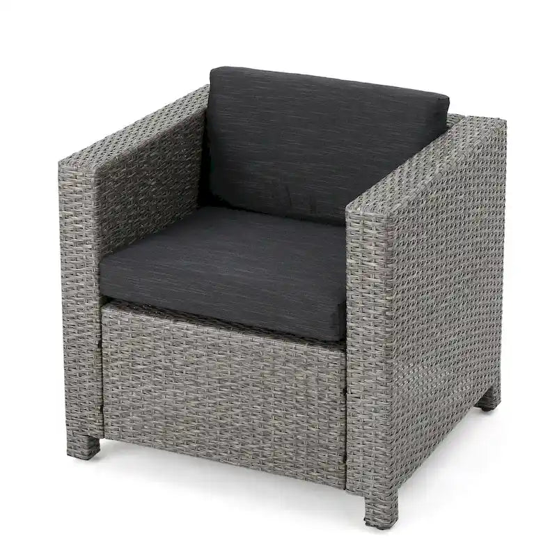 Ensemble de sièges d'extérieur 5 pièces en osier Puerta avec coussins par Christopher Knight Home