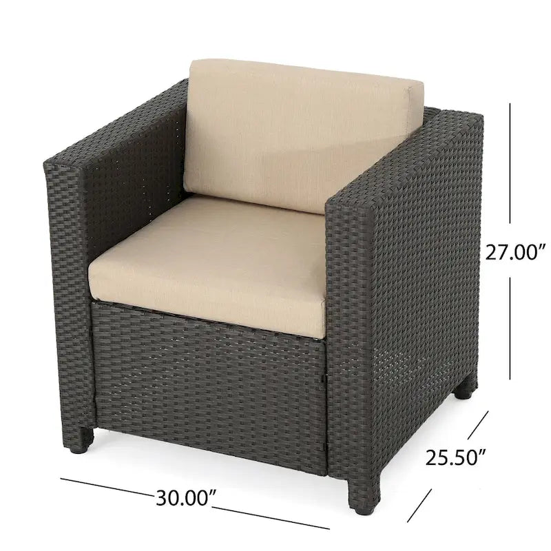 Ensemble de sièges d'extérieur 5 pièces en osier Puerta avec coussins par Christopher Knight Home