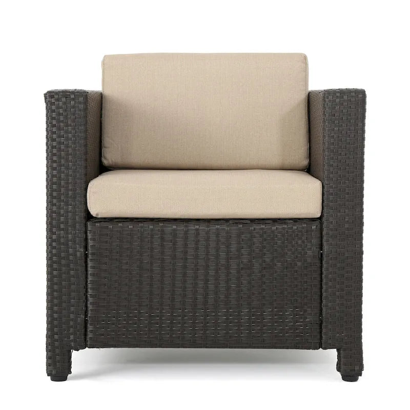 Ensemble de sièges d'extérieur 5 pièces en osier Puerta avec coussins par Christopher Knight Home