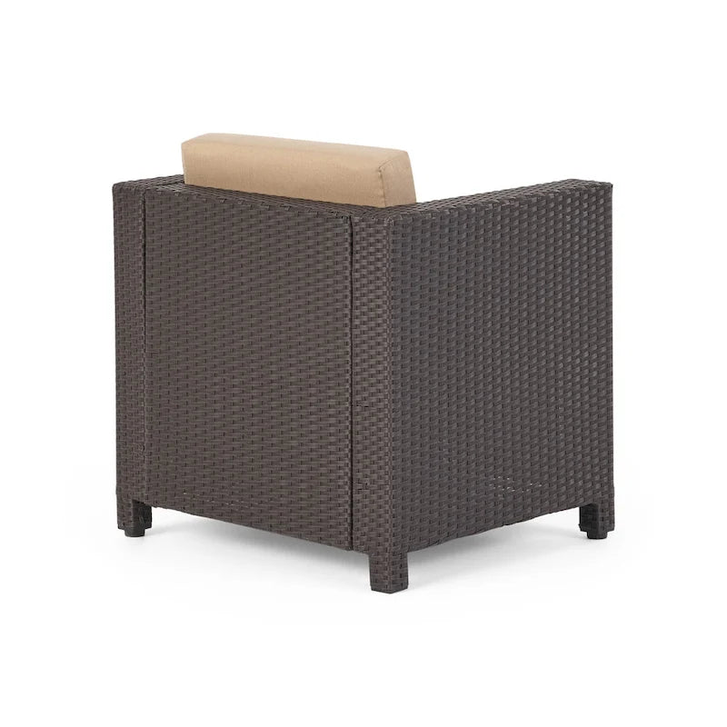 Ensemble de sièges d'extérieur 5 pièces en osier Puerta avec coussins par Christopher Knight Home