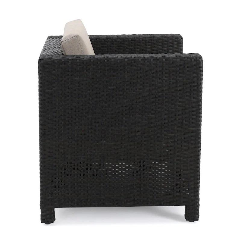 Ensemble de sièges d'extérieur 5 pièces en osier Puerta avec coussins par Christopher Knight Home