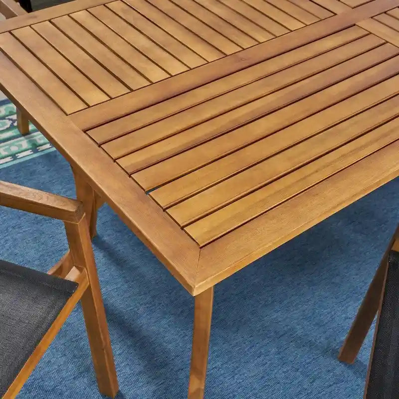 Ensemble de salle à manger 7 pièces d'extérieur en bois d'acacia Shanter avec sièges en résille par Christopher Knight Home