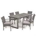 Ensemble de salle à manger d'extérieur 6 places en bois d'acacia Stillwater avec chaises en osier par Christopher Knight Home