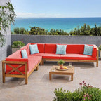 Ensemble de canapé d'angle en bois à 7 places Brava par Christopher Knight Home