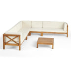 Ensemble de canapé d'angle en bois à 7 places Brava par Christopher Knight Home