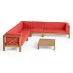 Ensemble de canapé d'angle en bois à 7 places Brava par Christopher Knight Home
