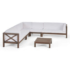 Ensemble de canapé d'angle en bois à 7 places Brava par Christopher Knight Home