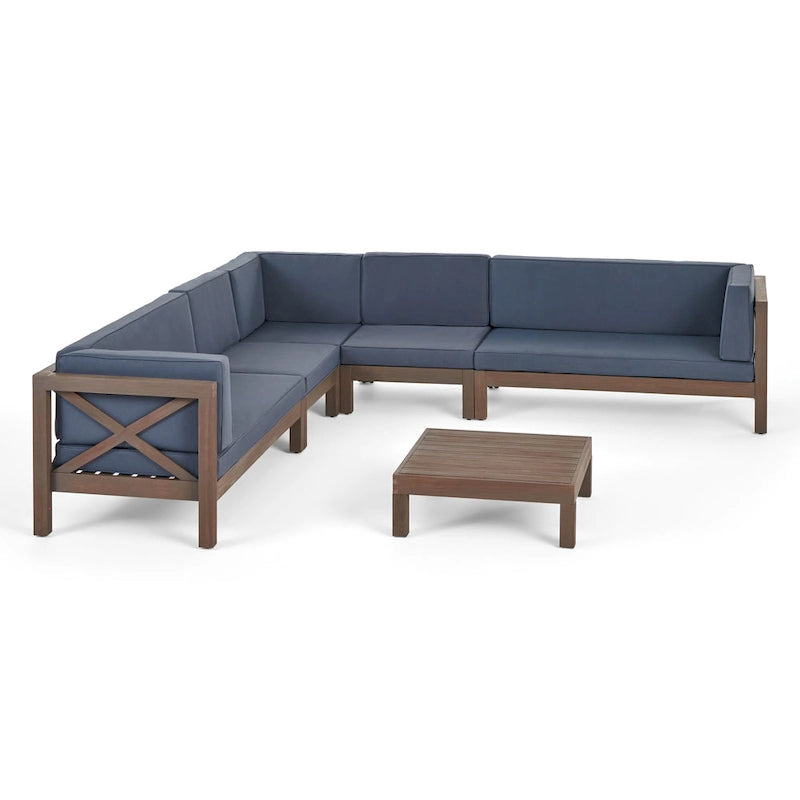 Ensemble de canapé d'angle en bois à 7 places Brava par Christopher Knight Home