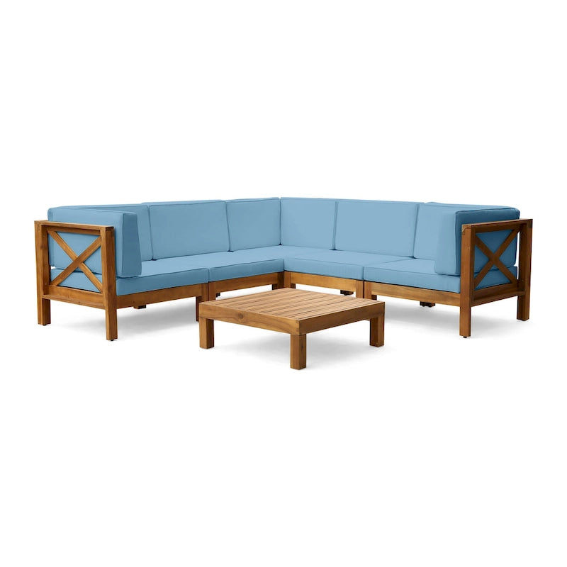 Ensemble de canapé d'angle en bois à 7 places Brava par Christopher Knight Home