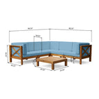 Ensemble de canapé d'angle en bois à 7 places Brava par Christopher Knight Home