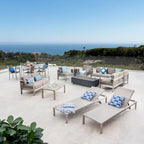 Ensemble de salle à manger 7 pièces Cape Coral, ensemble de canapés, salon de jardin 4 pièces, brasero et 2 chaises longues par Christopher Knight Home