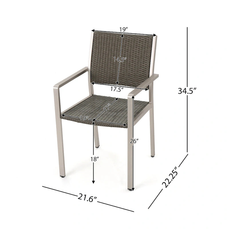 Ensemble de salle à manger 7 pièces Cape Coral, ensemble de canapés, salon de jardin 4 pièces, brasero et 2 chaises longues par Christopher Knight Home