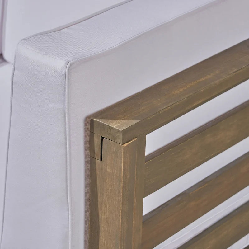 Canapé d'angle d'extérieur 3 places Oana en bois d'acacia avec table basse par Christopher Knight Home