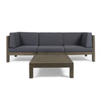Canapé d'angle d'extérieur 3 places Oana en bois d'acacia avec table basse par Christopher Knight Home