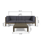 Canapé d'angle d'extérieur 3 places Oana en bois d'acacia avec table basse par Christopher Knight Home