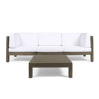 Canapé d'angle d'extérieur 3 places Oana en bois d'acacia avec table basse par Christopher Knight Home