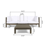 Canapé d'angle d'extérieur 3 places Oana en bois d'acacia avec table basse par Christopher Knight Home