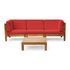 Canapé d'angle d'extérieur 3 places Oana en bois d'acacia avec table basse par Christopher Knight Home