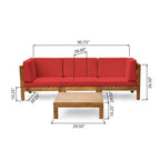 Canapé d'angle d'extérieur 3 places Oana en bois d'acacia avec table basse par Christopher Knight Home