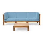 Canapé d'angle d'extérieur 3 places Oana en bois d'acacia avec table basse par Christopher Knight Home