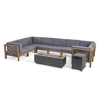 Thasos Canapé d'angle en U 8 places en bois d'acacia avec foyer par Christopher Knight Home