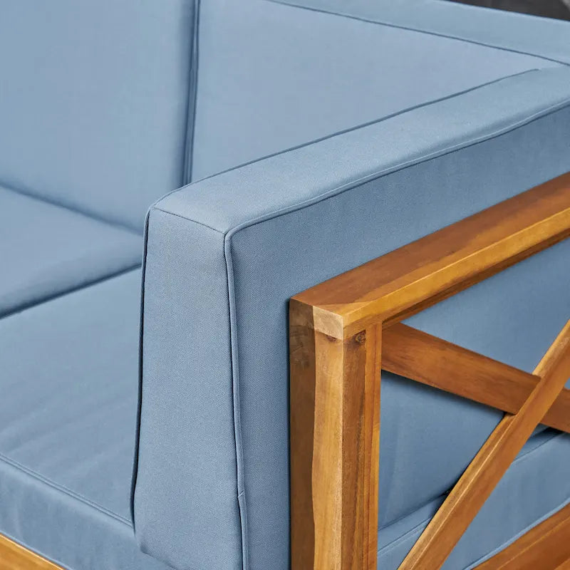 Thasos Canapé d'angle en U 8 places en bois d'acacia avec foyer par Christopher Knight Home