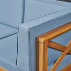 Thasos Canapé d'angle en U 8 places en bois d'acacia avec foyer par Christopher Knight Home
