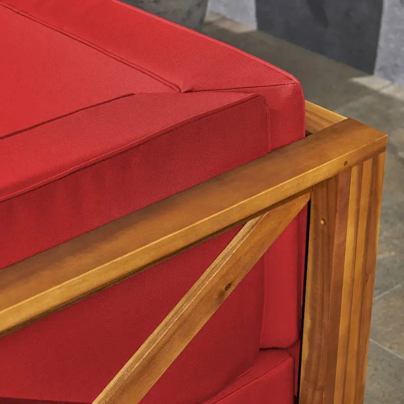 Thasos Canapé d'angle en U 8 places en bois d'acacia avec foyer par Christopher Knight Home