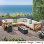 Thasos Canapé d'angle en U 8 places en bois d'acacia avec foyer par Christopher Knight Home