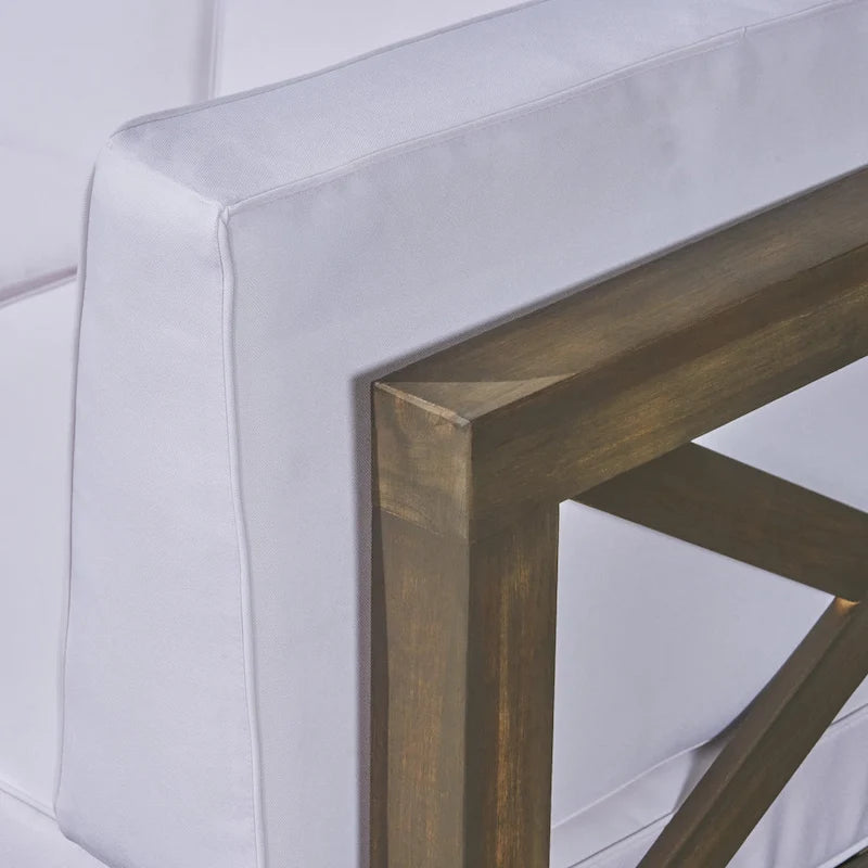 Thasos Canapé d'angle en U 8 places en bois d'acacia avec foyer par Christopher Knight Home