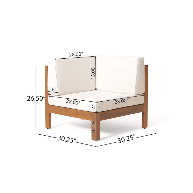Thasos Canapé d'angle en U 8 places en bois d'acacia avec foyer par Christopher Knight Home