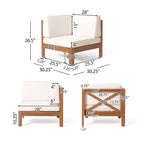 Thasos Canapé d'angle en U 8 places en bois d'acacia avec foyer par Christopher Knight Home