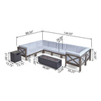Thasos Canapé d'angle en U 8 places en bois d'acacia avec foyer par Christopher Knight Home