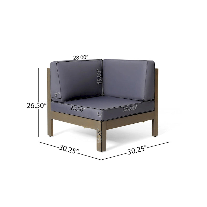 Thasos Canapé d'angle en U 8 places en bois d'acacia avec foyer par Christopher Knight Home