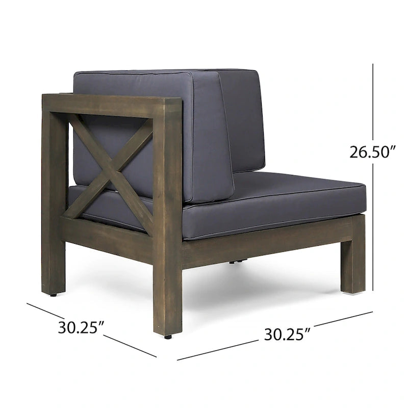 Thasos Canapé d'angle en U 8 places en bois d'acacia avec foyer par Christopher Knight Home