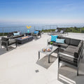 Ensemble de patio 11 pièces Estate en aluminium Cape Coral avec table foyère par Christopher Knight Home