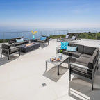 Ensemble de patio 11 pièces Estate en aluminium Cape Coral avec table foyère par Christopher Knight Home