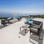 Ensemble de patio 11 pièces Estate en aluminium Cape Coral avec table foyère par Christopher Knight Home