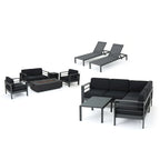 Ensemble de patio 11 pièces Estate en aluminium Cape Coral avec table foyère par Christopher Knight Home