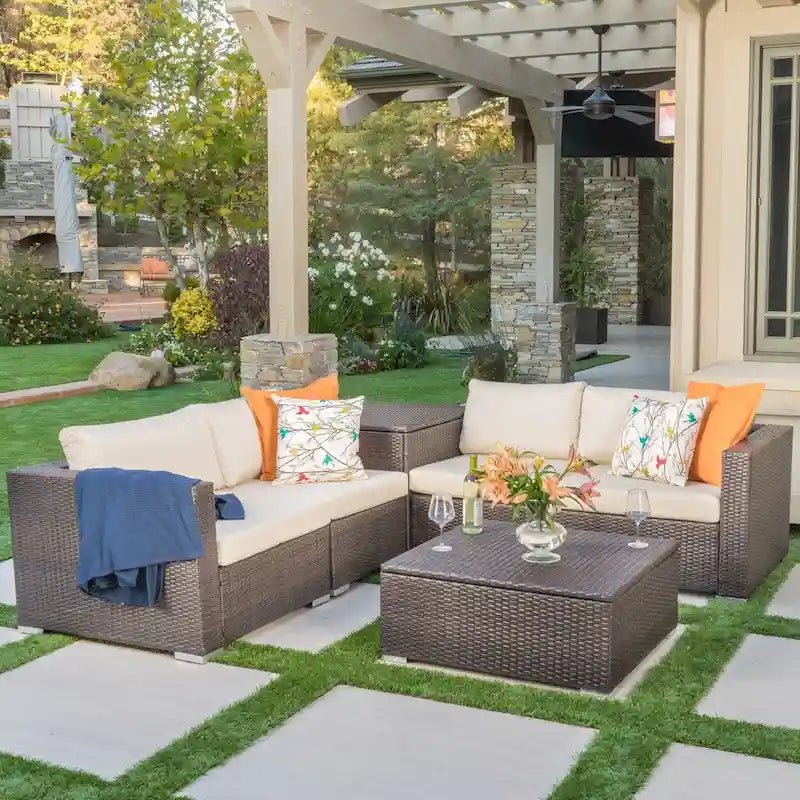 Santa Rosa Outdoor 6-piece Wicker Sectional Sofa with Storage by Christopher Knight Home