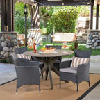 Ensemble de salle à manger d'extérieur 5 pièces en osier/bois d'acacia Cedros par Christopher Knight Home