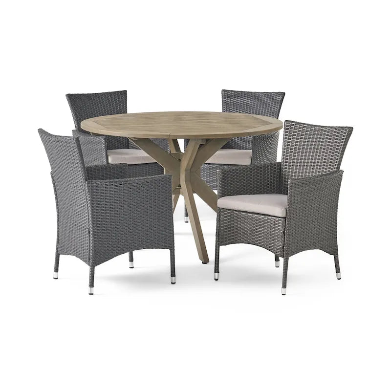 Ensemble de salle à manger d'extérieur 5 pièces en osier/bois d'acacia Cedros par Christopher Knight Home