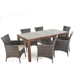Ensemble de salle à manger 7 pièces en osier et bois Christopher Knight Home Lincoln