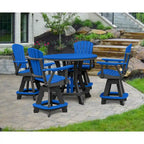 OS Home and Office Five Piece Round Counter Height Dining Set in Blue on a Black Base