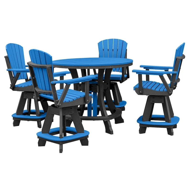 Ensemble de salle à manger 5 pièces rond hauteur comptoir OS Home and Office en bleu avec base noire